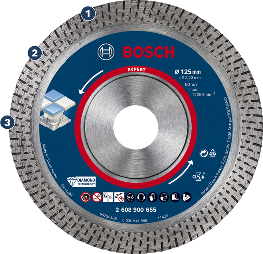 Bosch角磨机用金刚石瓷砖切割片。
