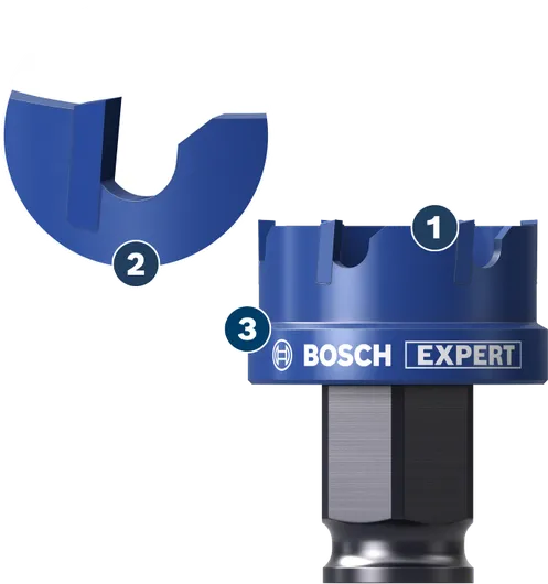 BoschExpert 型开孔锯，带加强型切削刃。