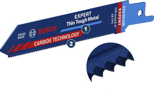 BoschExpert Thin Tough 金属锯片，采用硬质合金技术。