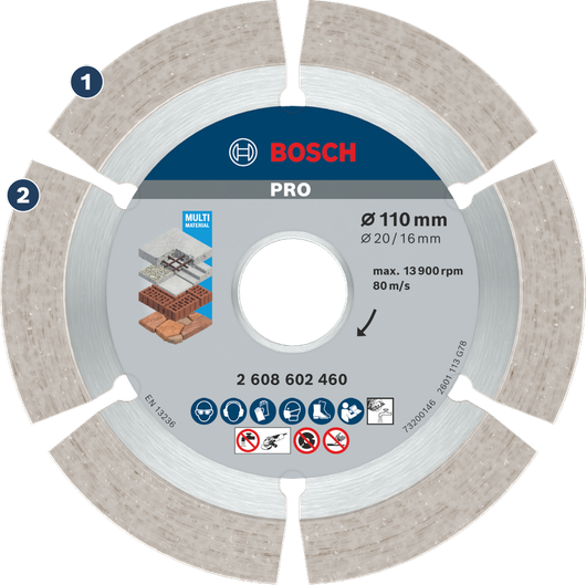 BoschPRO 多材质金刚石砂轮 110x12 毫米。