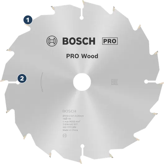 BoschPRO 木工圆锯片，用于木材切割。
