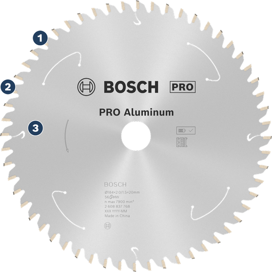 BoschPRO 铝材圆锯片，用于金属切割。