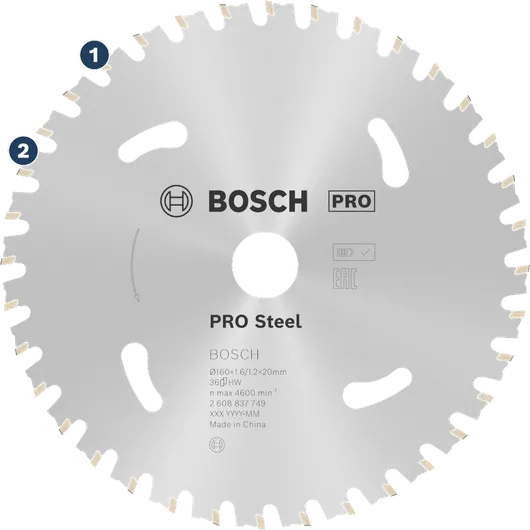 BoschPRO 钢制圆锯片，用于切割金属。