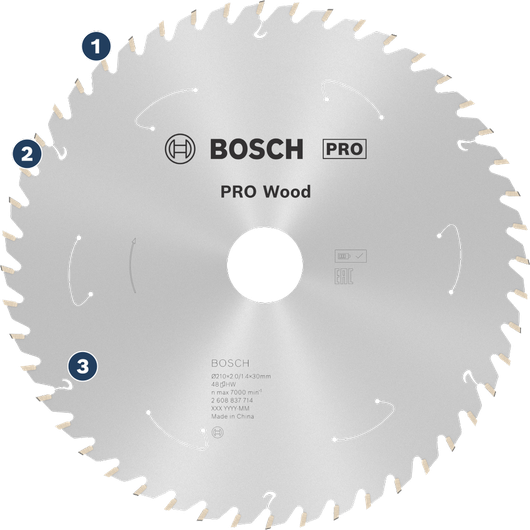 BoschPRO 木工圆锯片，用于木材切割。