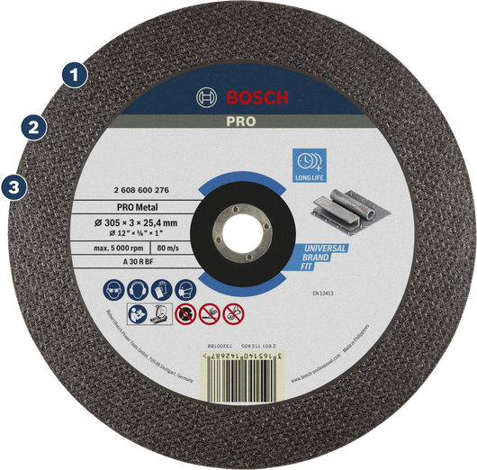 BoschPRO 金属切割片，适用于各种金属加工。