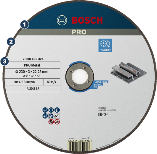 BoschPRO 金属切割片，适用于各种金属加工。