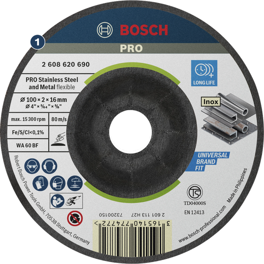 BoschPRO 半柔性研磨盘 100 x 2 x 16 毫米。