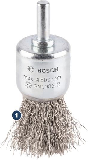 Bosch金属表面清洁用钢丝杯刷。