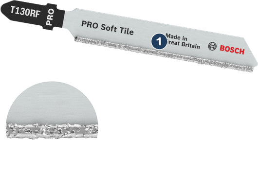 BoschT130RF PRO 软瓷砖曲线锯片，适用于瓷砖切割。