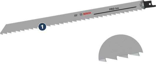 BoschPRO 冰锯片，带有锋利的大齿。