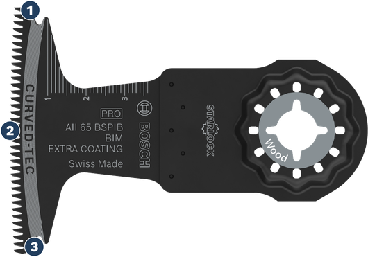 BoschStarlock 木材切割刀片 Curved-Tec。