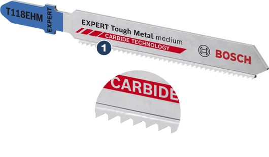 BoschEXPERT Tough Metal 中等硬度 T118EHM 曲线锯片，带硬质合金齿。