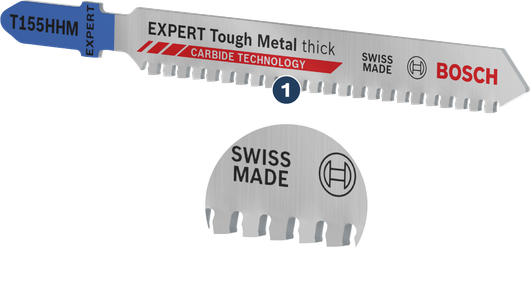 BoschEXPERT Tough Metal 厚型 T155HHM 曲线锯片，带硬质合金齿。