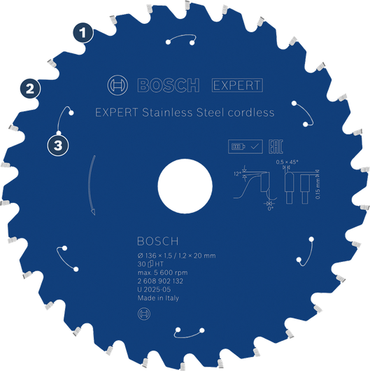 BoschEXPERT 不锈钢无绳电锯片。