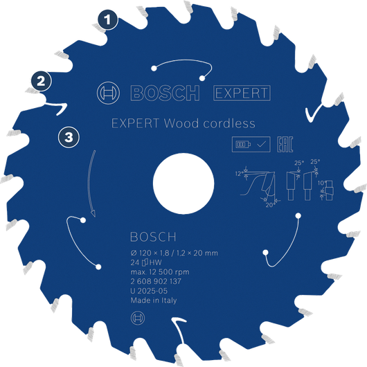 BoschExpert Wood 无绳电锯片，切割干净利落。