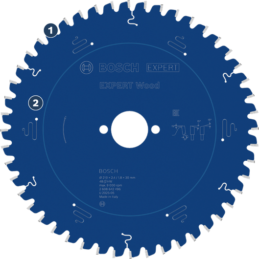 BoschExpert Wood 圆锯片，用于干净利落地切割木材。