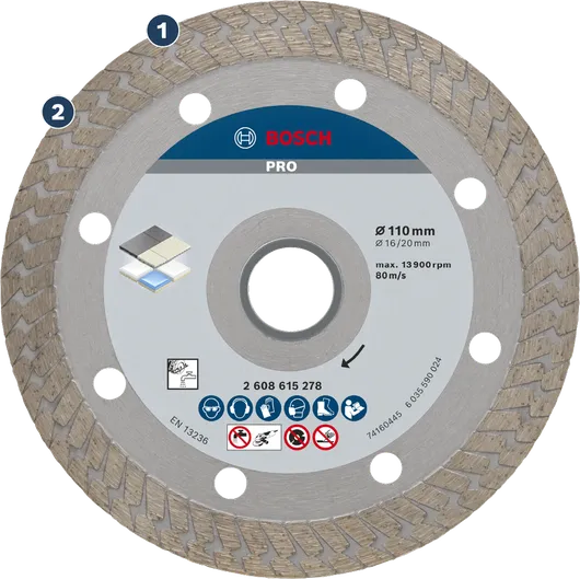 BoschPRO 硬质陶瓷金刚石切割片，110 毫米。