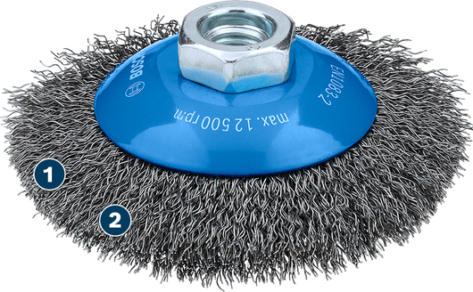 Bosch金属清洁斜角刷 100 x 0.5 毫米，适用于角磨机。
