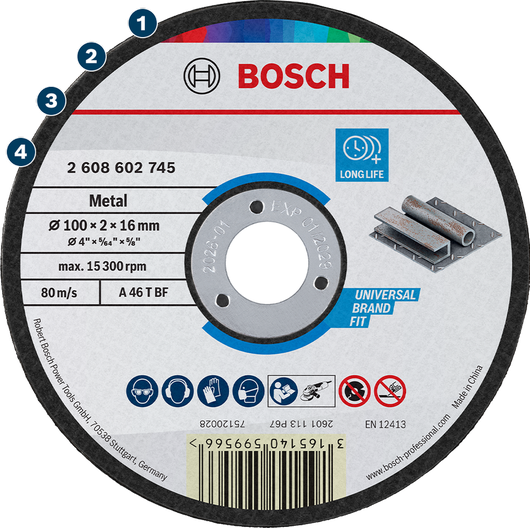 Bosch金属切割片，100毫米长寿命。