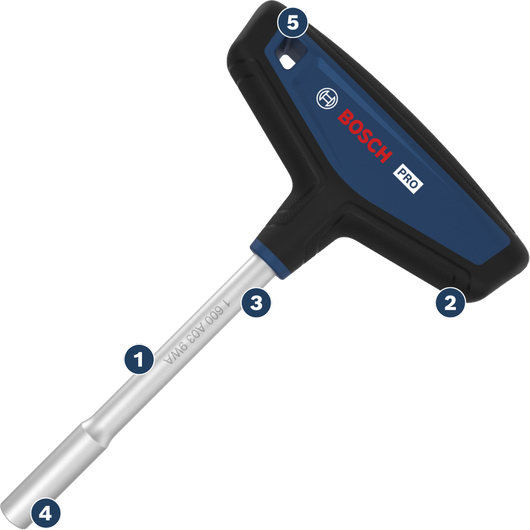 BoschPRO T 型手柄螺丝刀，符合人体工程学设计。