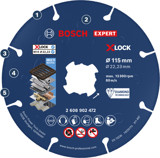 BoschExpert X-LOCK 多用途金刚石切割片。