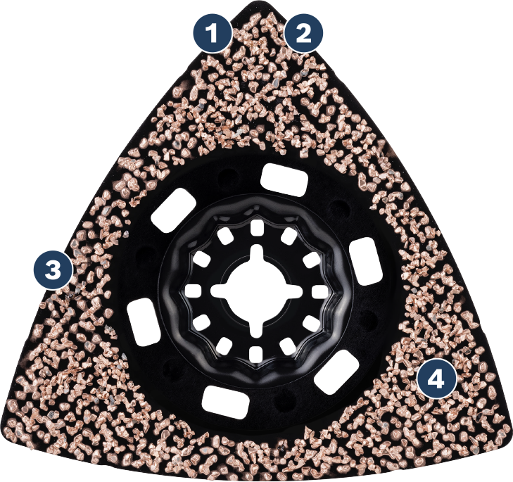 Bosch碳化钨磨料三角砂板，用于去除灌浆层。