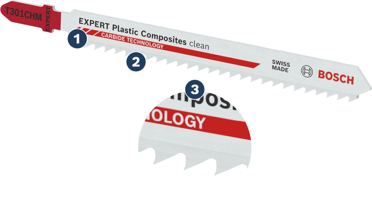BoschT301CHM 塑料复合材料用曲线锯片。