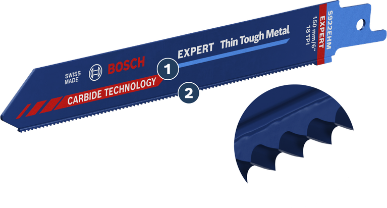 BoschExpert Thin Tough 金属锯片，采用硬质合金齿。