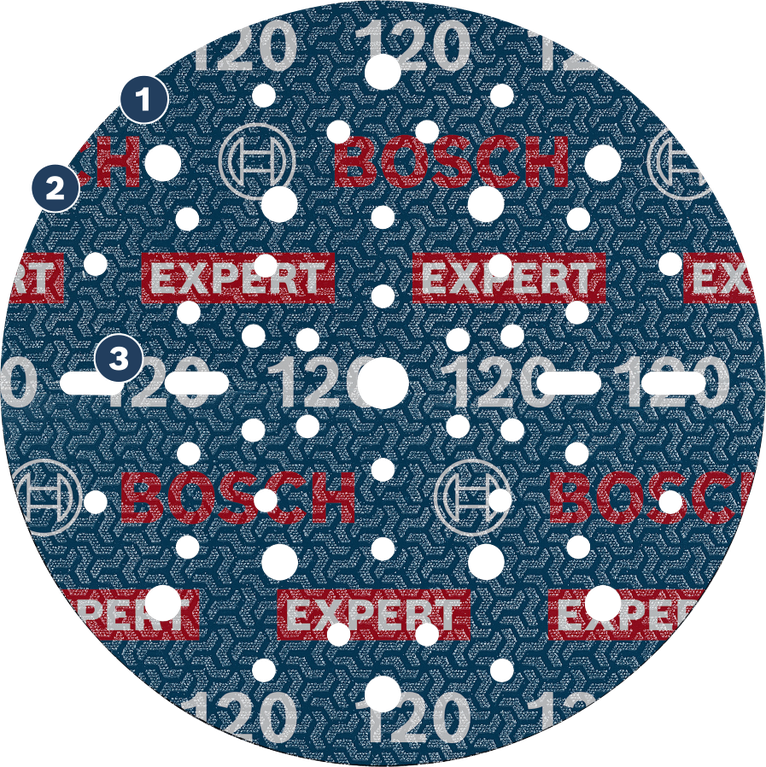 BoschEXPERT 120目多孔砂纸盘。