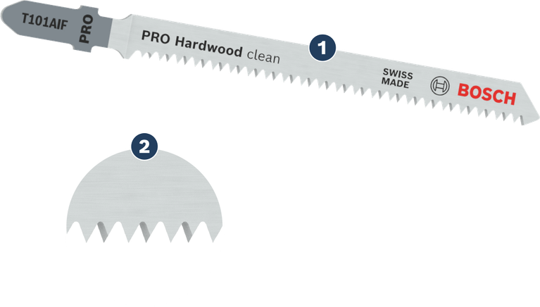 BoschPRO 硬木清洁型曲线锯片，可实现干净利落的硬木切割。