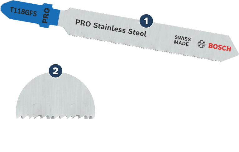 BoschPRO 不锈钢 T118GFS 曲线锯片，用于精确切割金属。