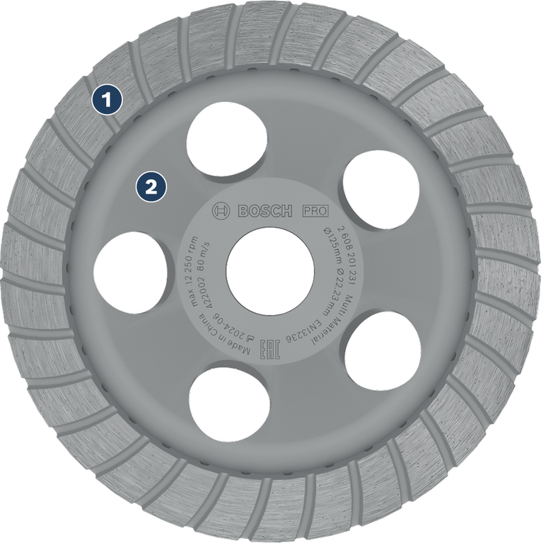 Bosch金刚石研磨杯轮，适用于混凝土。