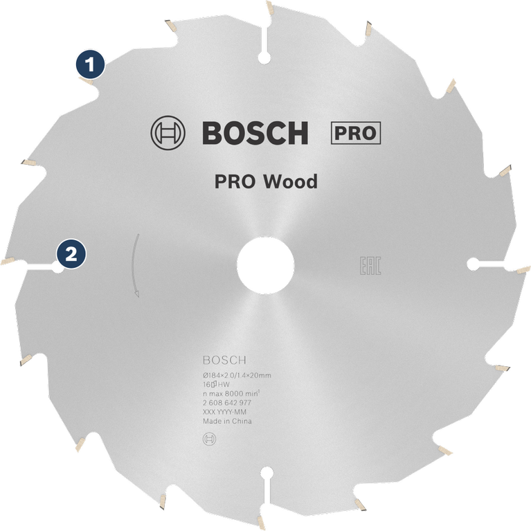 BoschPRO 木工圆锯片，用于木材切割。