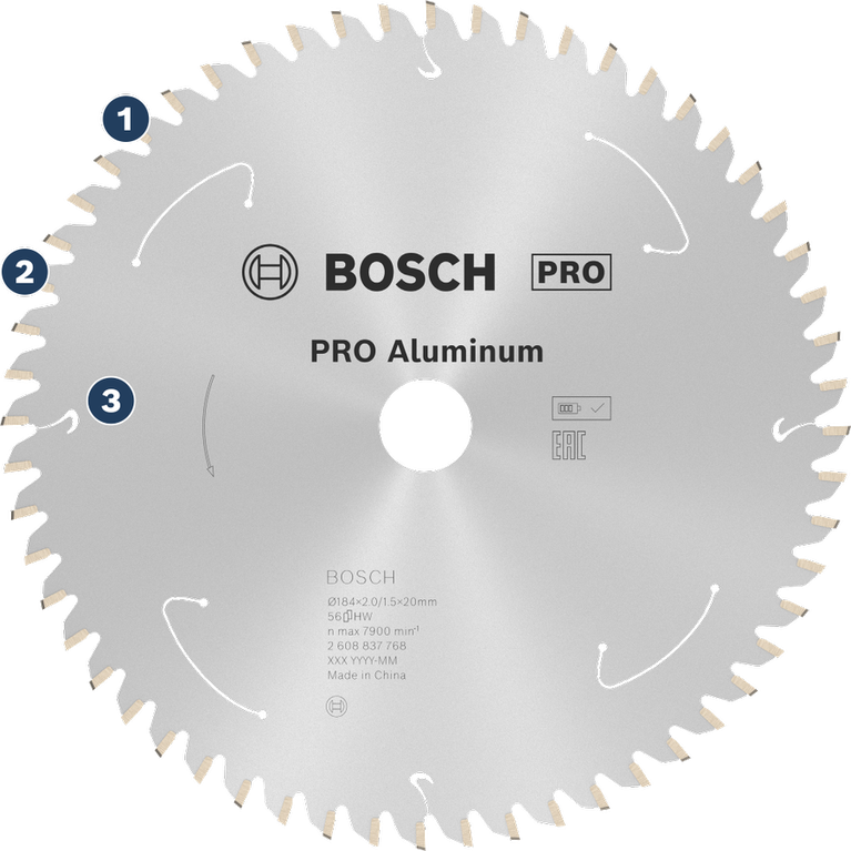 BoschPRO 铝材圆锯片，用于金属切割。