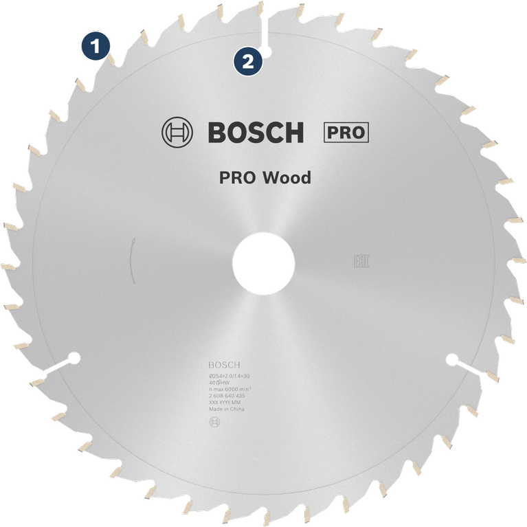 BoschPRO 木工圆锯片，用于木材切割。