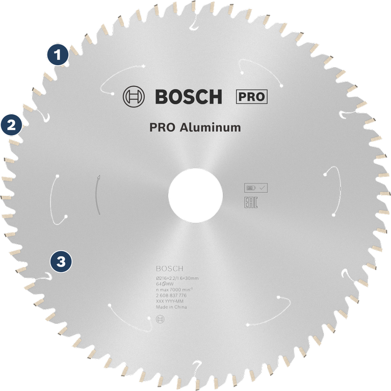 BoschPRO 铝材圆锯片，用于金属切割。
