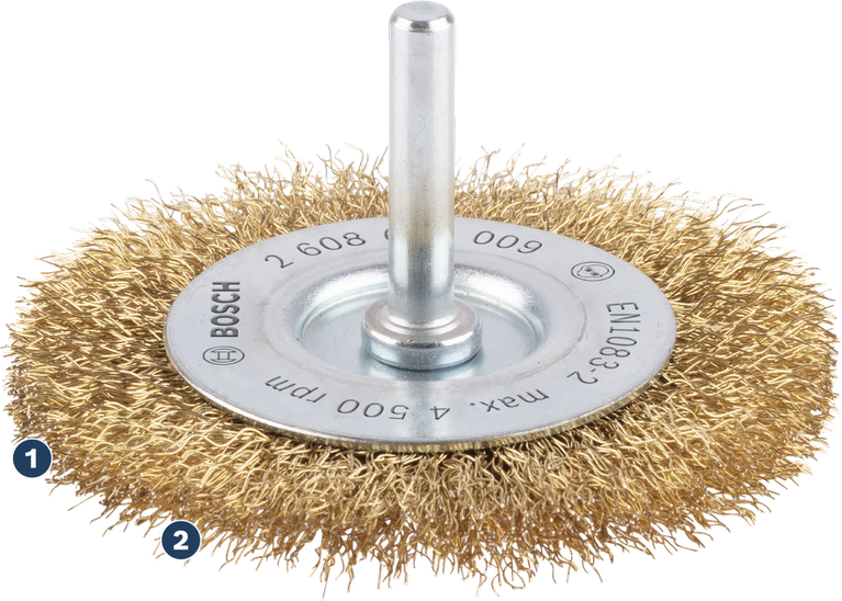 Bosch钢丝轮刷，用于钻头清洁和表面处理。
