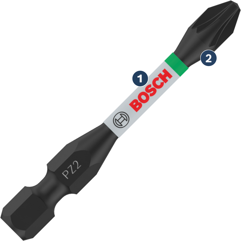 BoschPZ2 螺丝刀头，带颜色编码环。