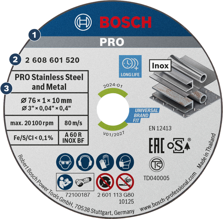 BoschPRO 不锈钢和金属切割片 76x1x10mm。