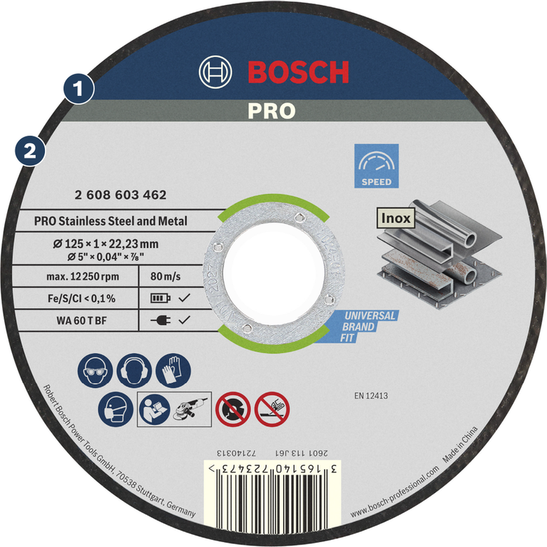 快速切割不锈钢和金属 Bosch PRO 不锈钢和金属切割盘。
