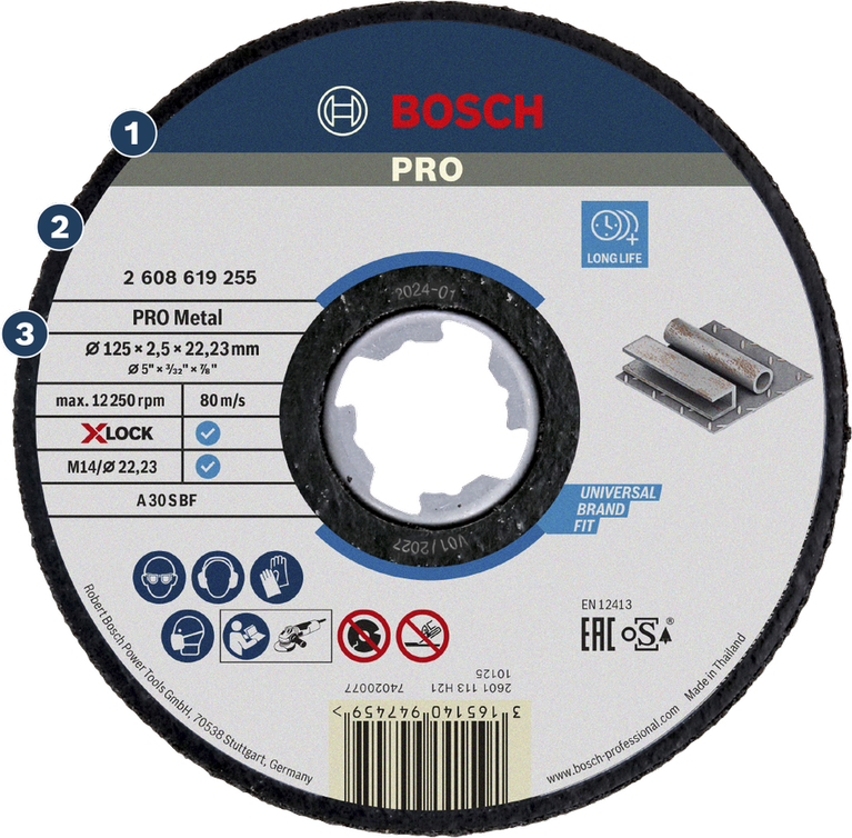 BoschPRO 金属切割片，采用 X-LOCK 技术，使用寿命更长。