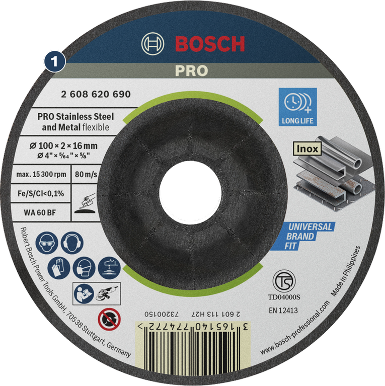 BoschPRO 半柔性砂轮片 100 x 2 x 16 毫米。