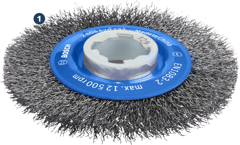 BoschPRO 金属清洁 X-Lock 钢丝轮 115 毫米，适用于金属。