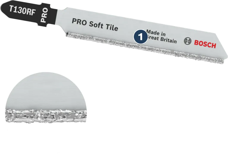 BoschT130RF PRO 软瓷砖曲线锯片，适用于瓷砖切割。