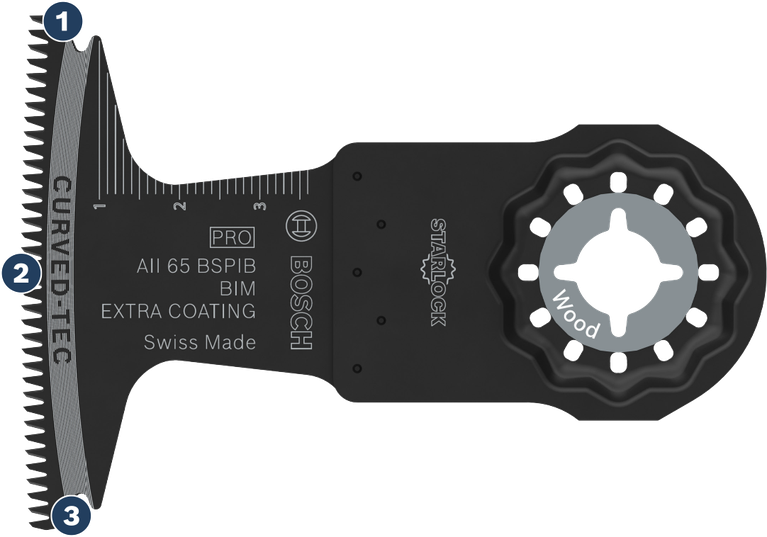 BoschStarlock 木材切割刀片 Curved-Tec。