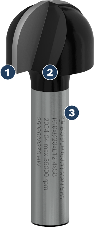 Bosch圆鼻铣刀，用于木材成型。