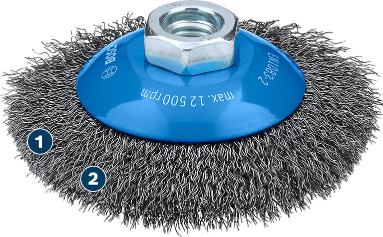 Bosch金属清洁斜角刷 100 x 0.5 毫米，适用于角磨机。