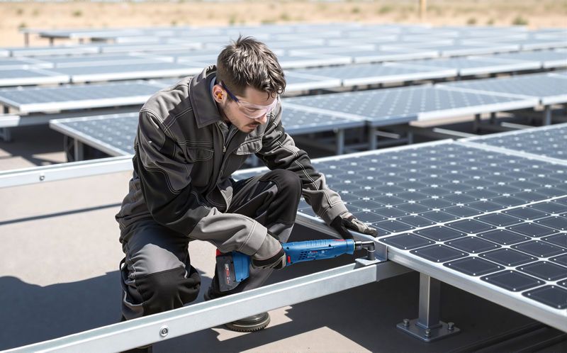 佩戴安全设备的人员使用激光测量未完成的车身内部。.