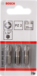 BoschPZ2 25mm 螺丝刀头套装 3 件装。
