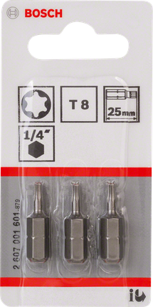 BoschT8 25mm 螺丝刀头套装 3 件装。